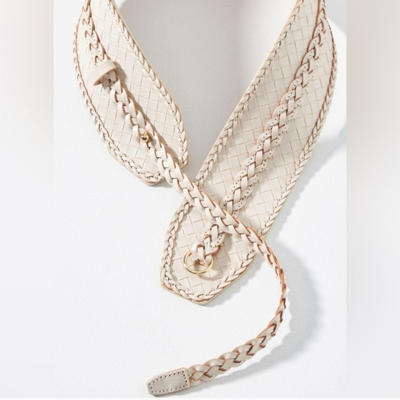 Anthropologie NWT Braided Wide Leather Beige Corset Belt Size XL - Picture 2 of 7